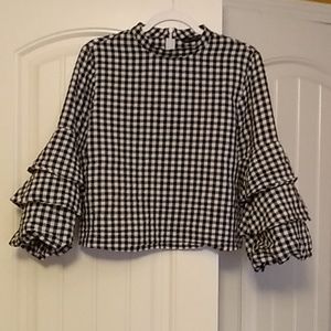 Zara Cropped Gingham Blouse